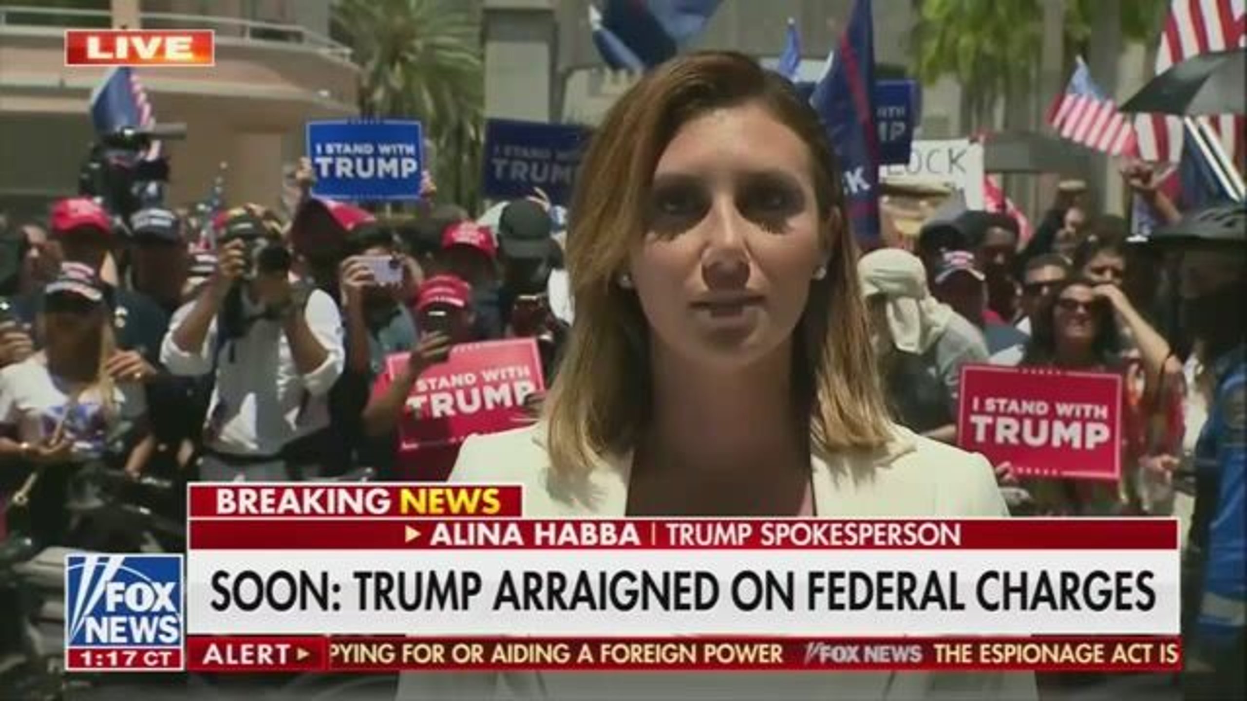 Trump lawyer Alina Habba speaks after Donald Trump arrives at court for ...