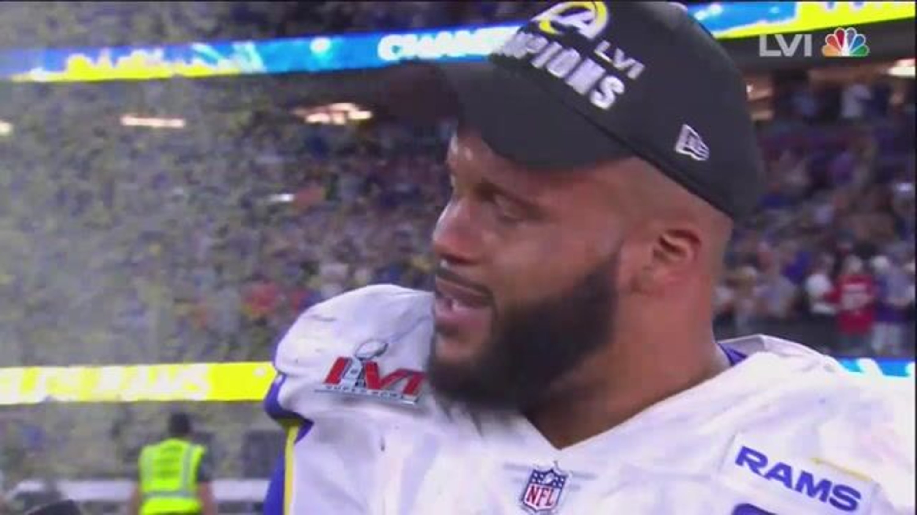 Rams' Aaron Donald breaks down in tearful interview after winning Super Bowl  56: 'I dreamed this'